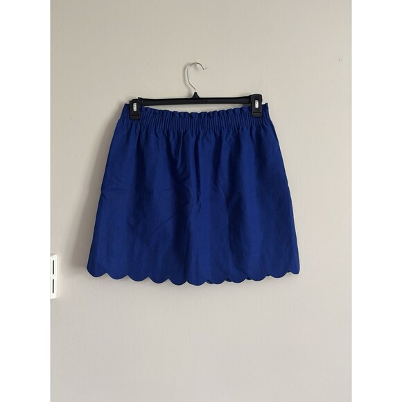 J Crew Womens 10 Medium LINEN Scallop Hem Skirt Blue Preppy Nautical Beach Chic - Picture 5 of 5
